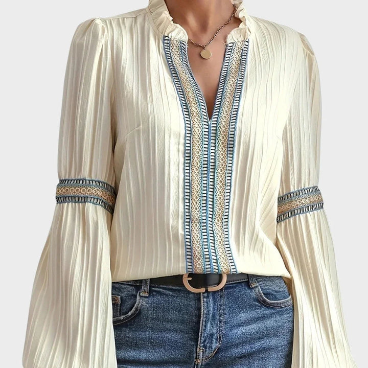 Lola | Vintage-bluse med V-hals
