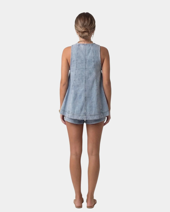 Erell | Sæt med shorts og denimbluse