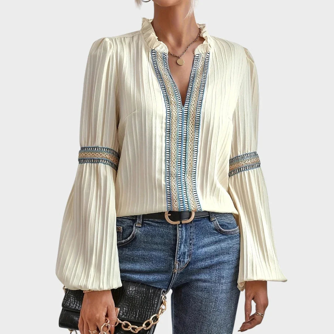 Lola | Vintage-bluse med V-hals