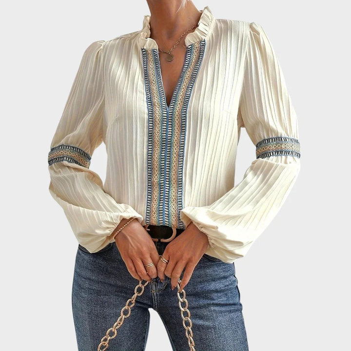 Lola | Vintage-bluse med V-hals