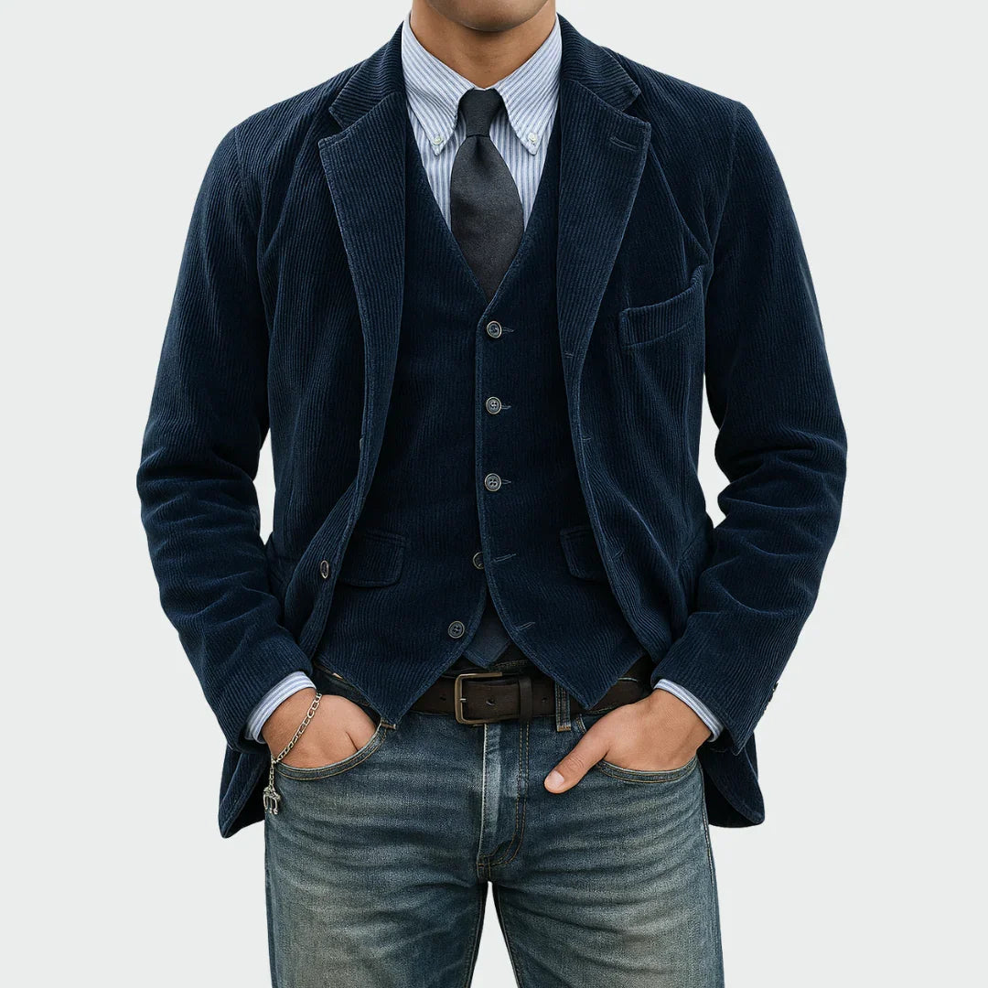 Todelt sæt: blazer og vest i fløjl