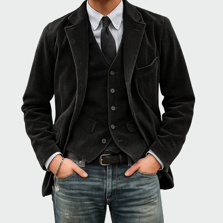 Todelt sæt: blazer og vest i fløjl