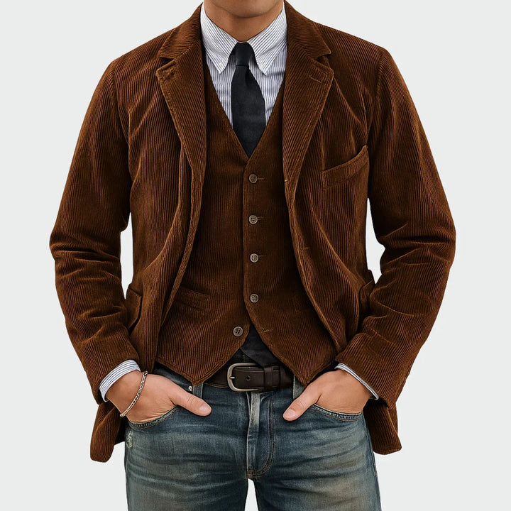 Todelt sæt: blazer og vest i fløjl