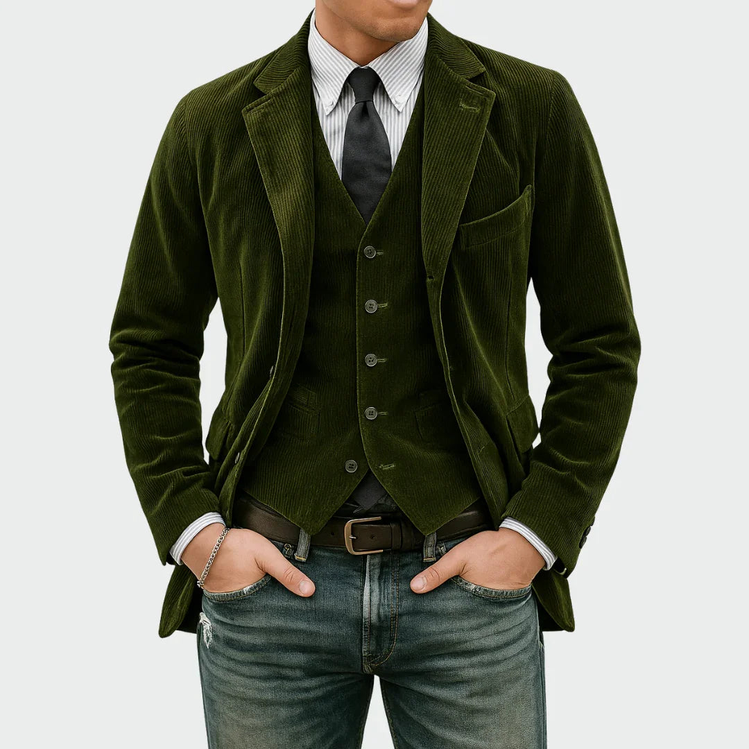 Todelt sæt: blazer og vest i fløjl