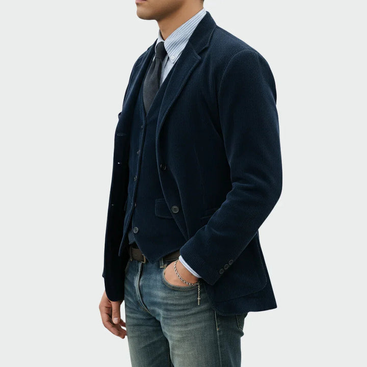 Todelt sæt: blazer og vest i fløjl